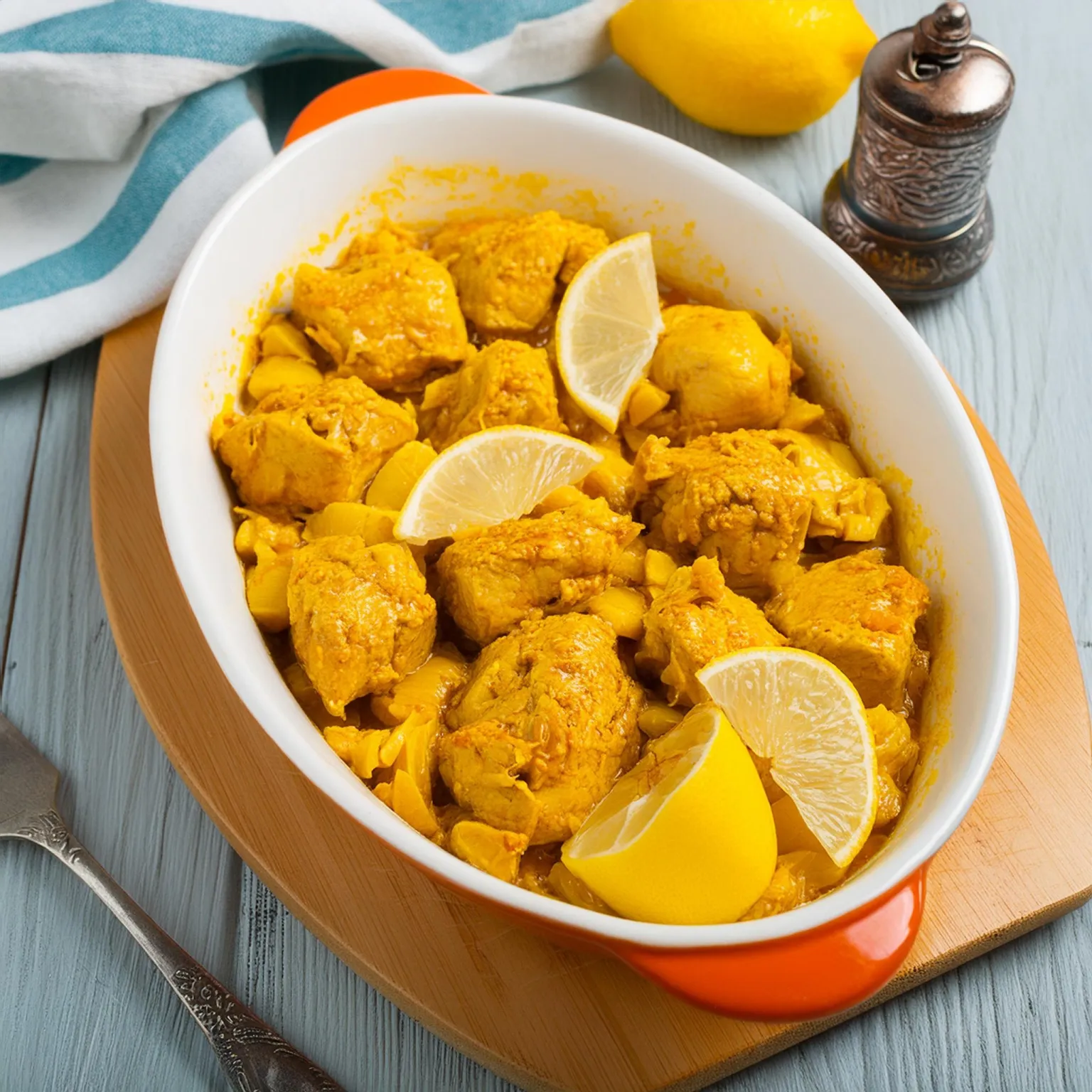 Poulet aux citrons confits et olives