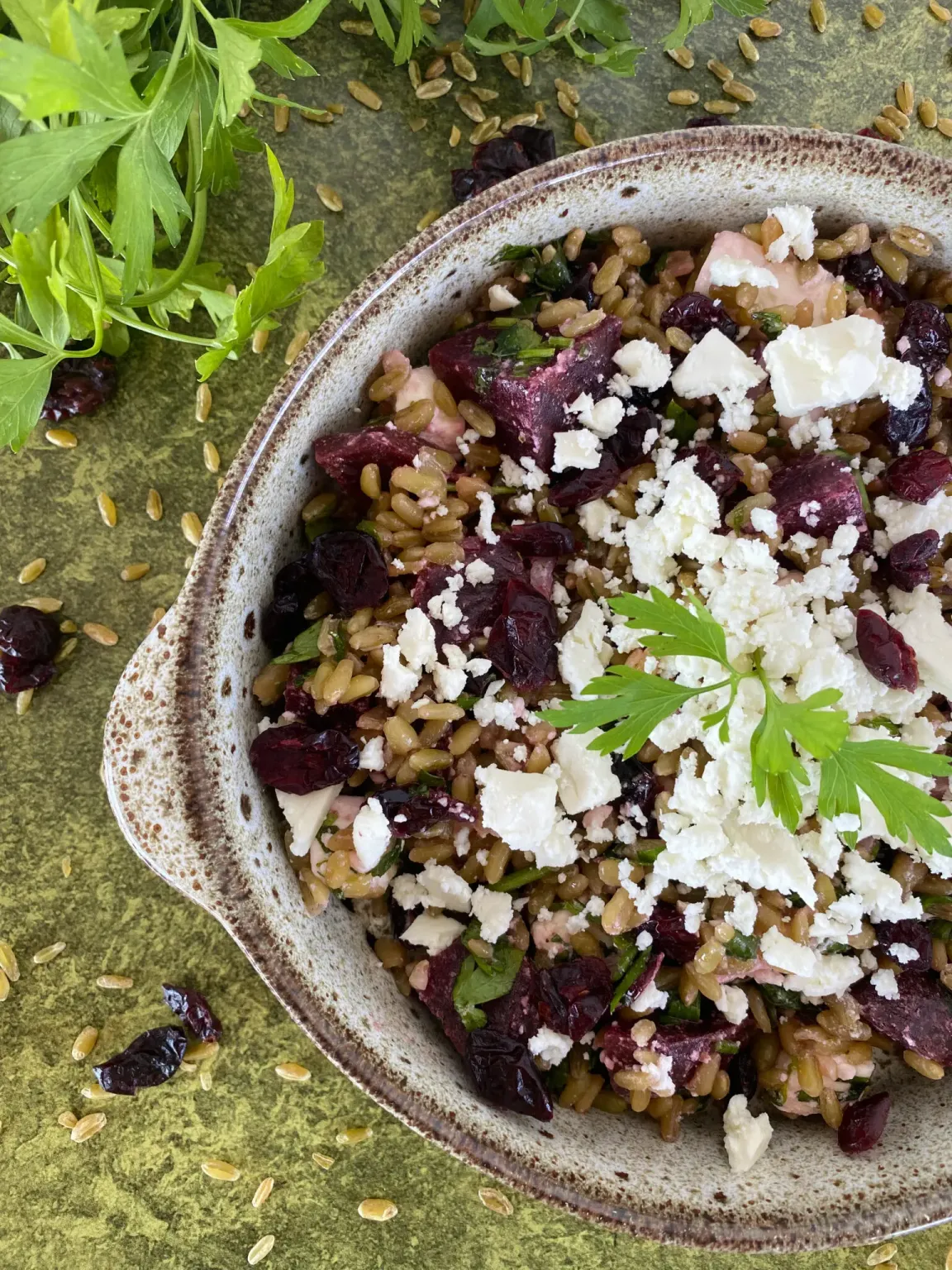 Salade de Freekeh, betteraves et feta