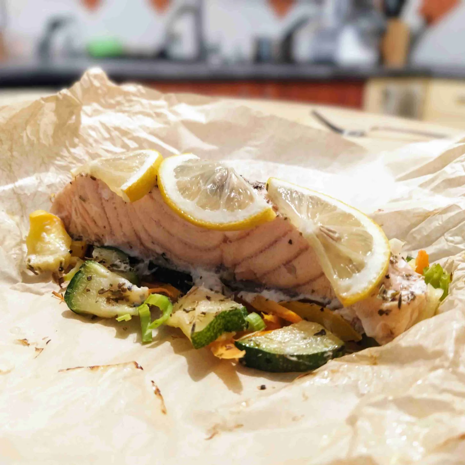 Papillotes de saumon aux légumes