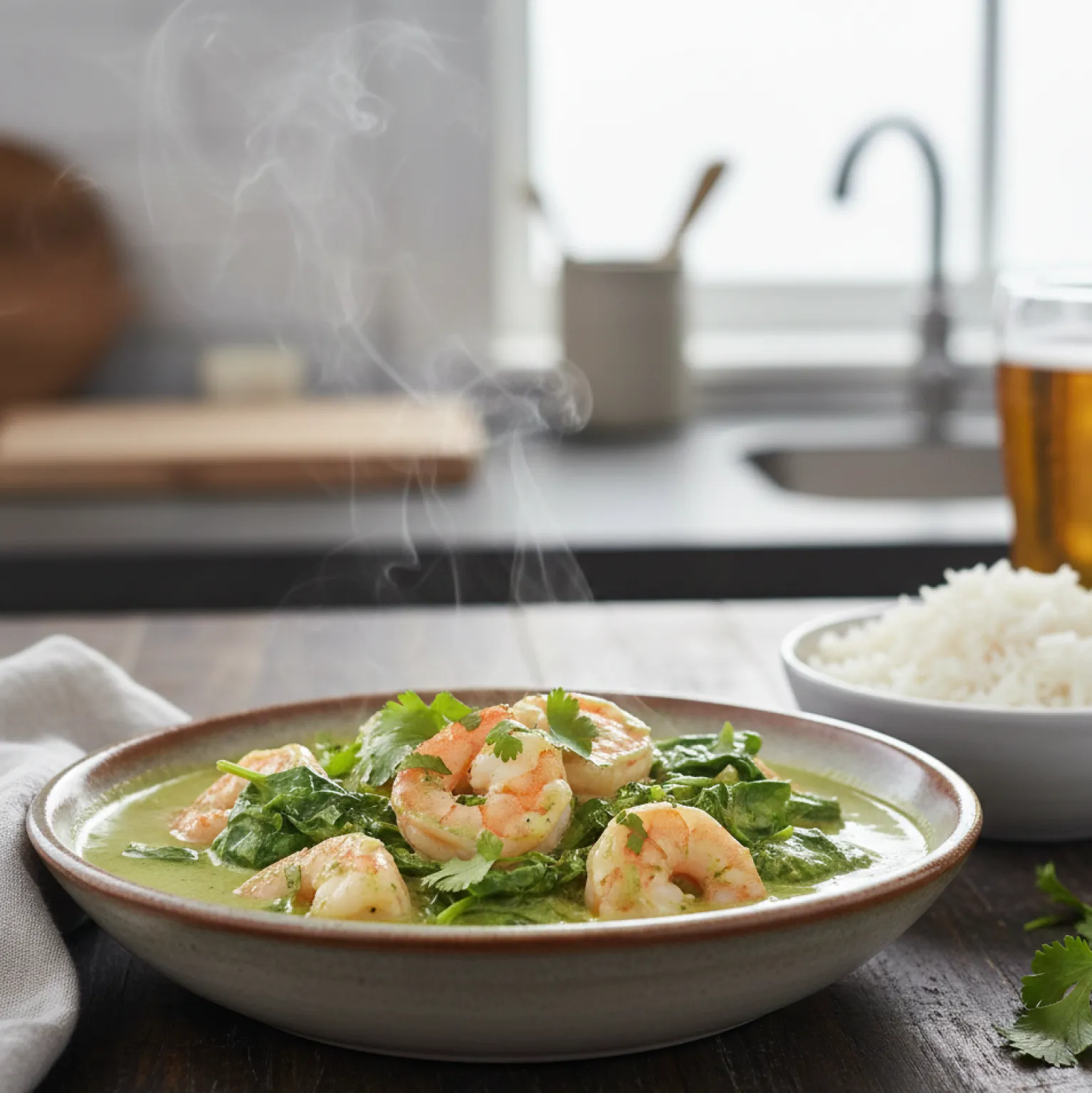 Curry Vert de Crevettes au Lait de Coco