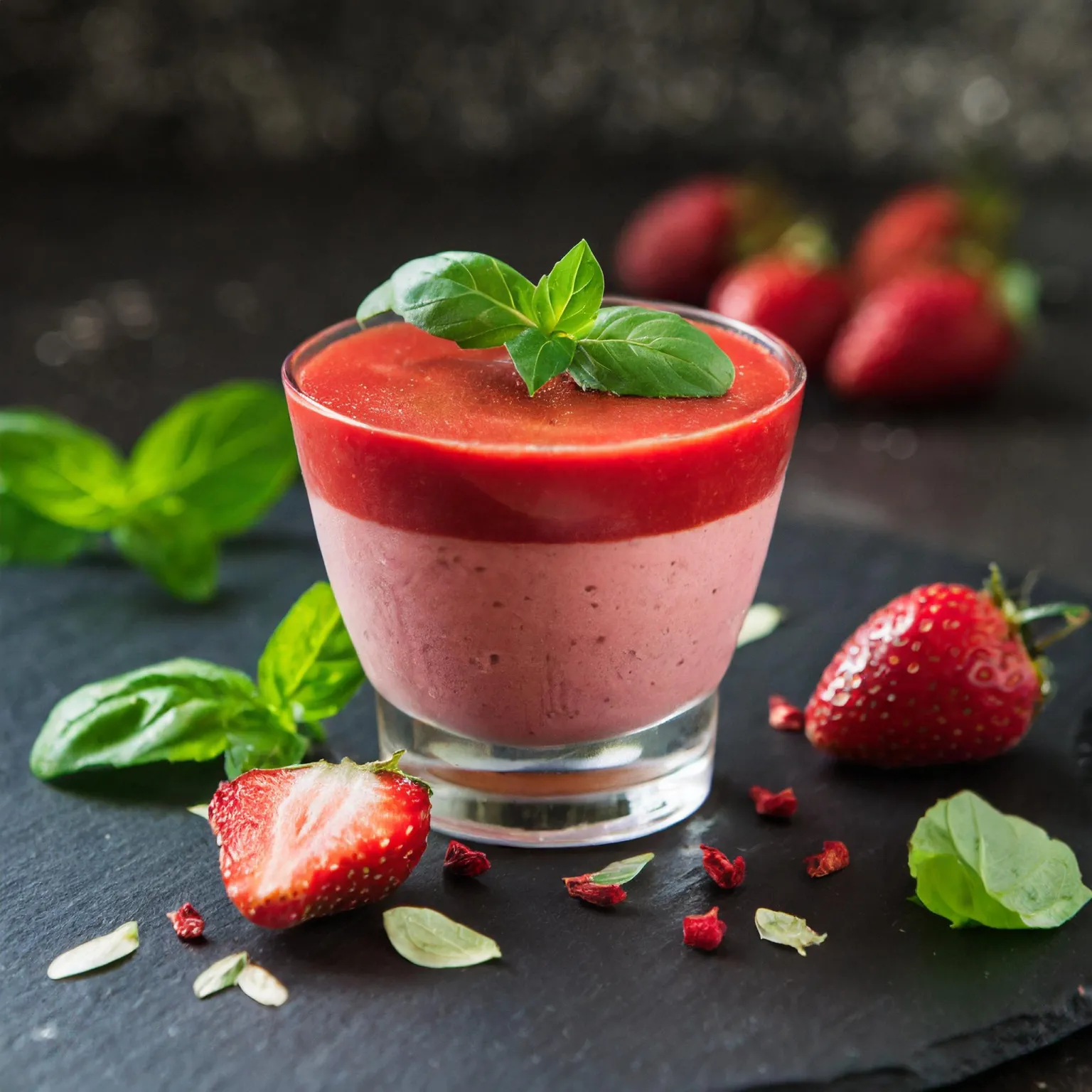Mousse de fraises au basilic