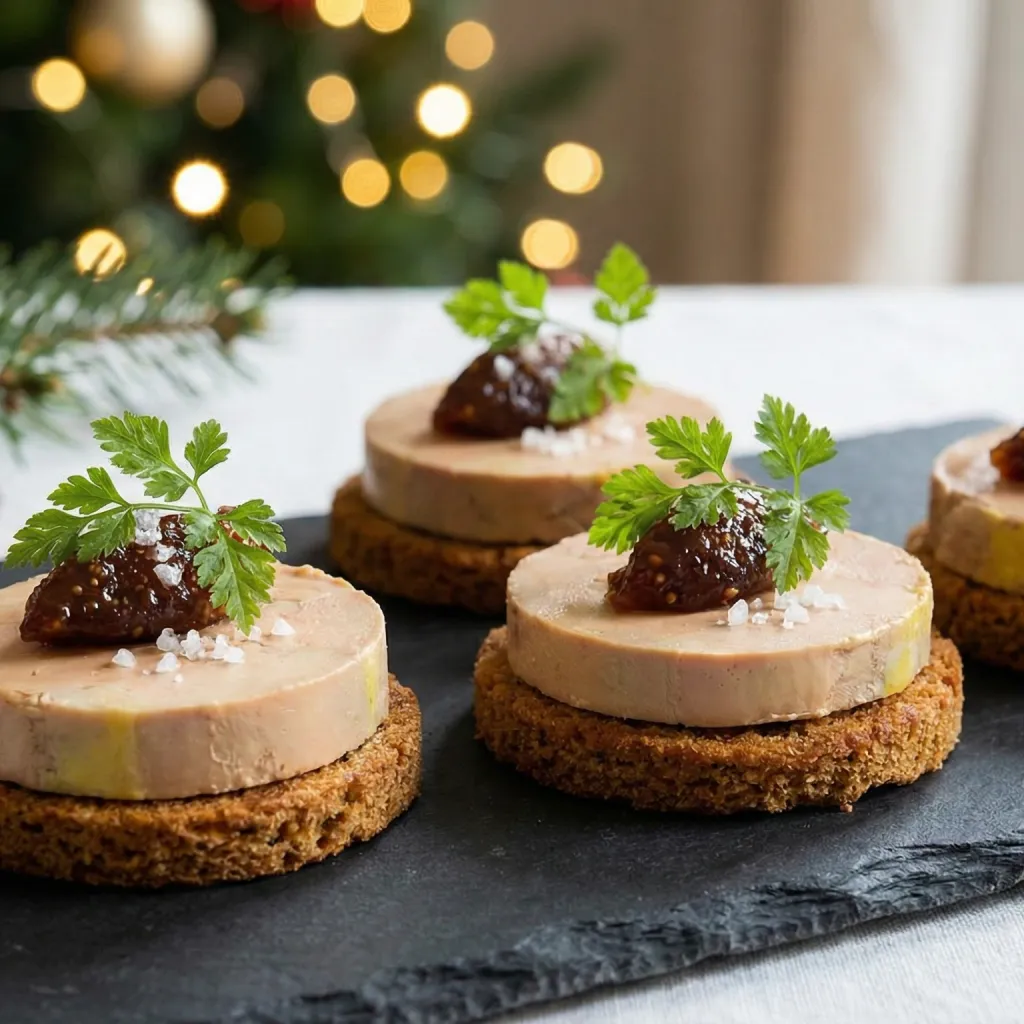 Bouchées de Foie Gras mi-cuit sur Pain d'Épices toasté