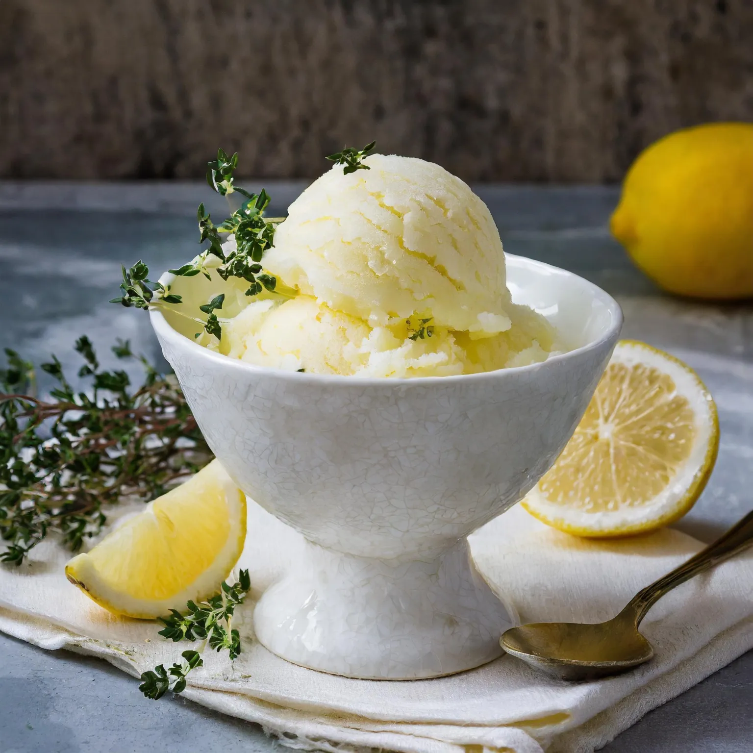 Sorbet au citron et thym