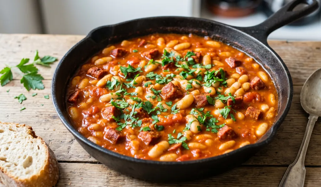 Poêlée de haricots blancs au chorizo fondant