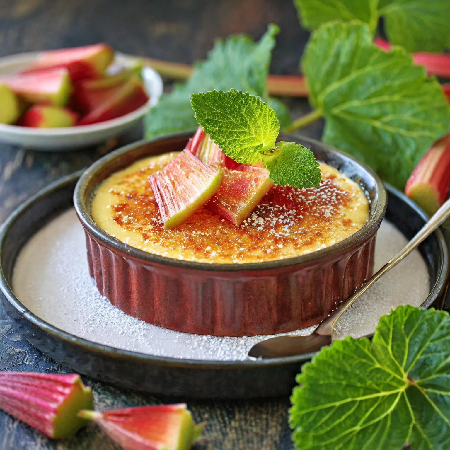 Crème brûlée à la rhubarbe