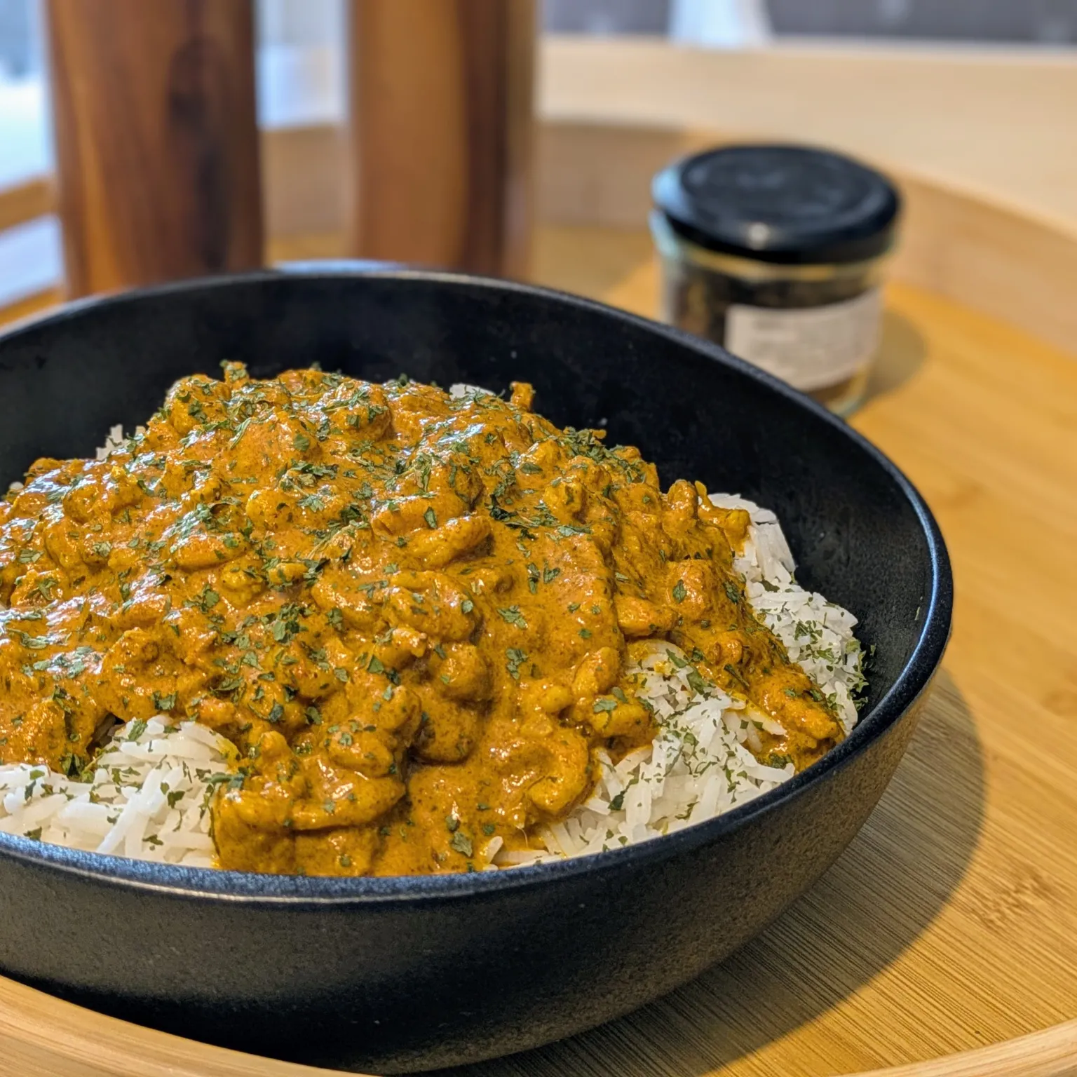 Curry de crevettes et riz basmati
