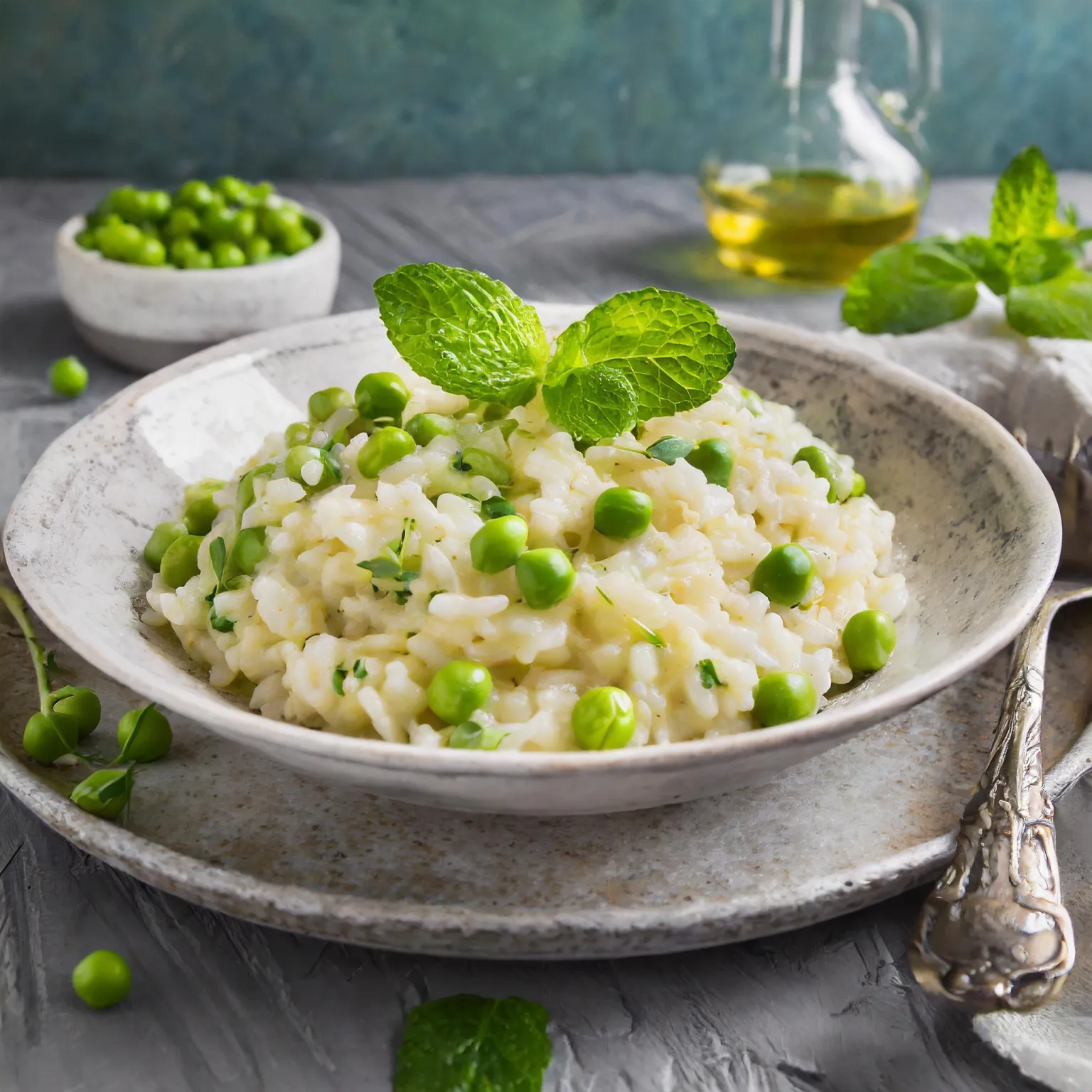 Risotto printanier aux petits pois et à la menthe