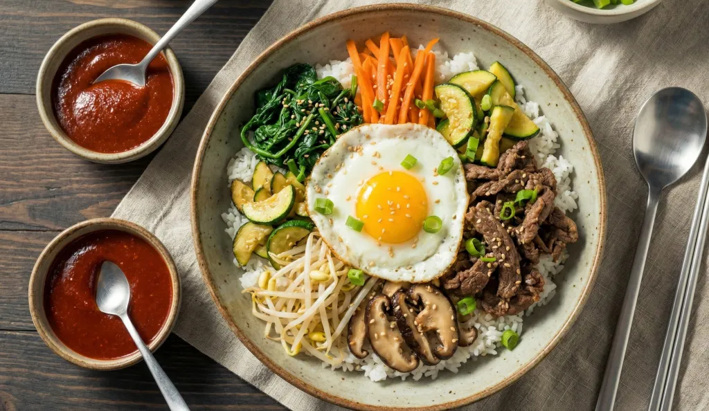 Bibimbap traditionnel coréen au boeuf