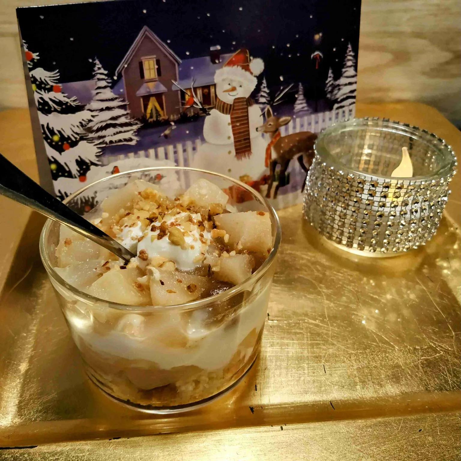 Verrines poires et crème de marrons