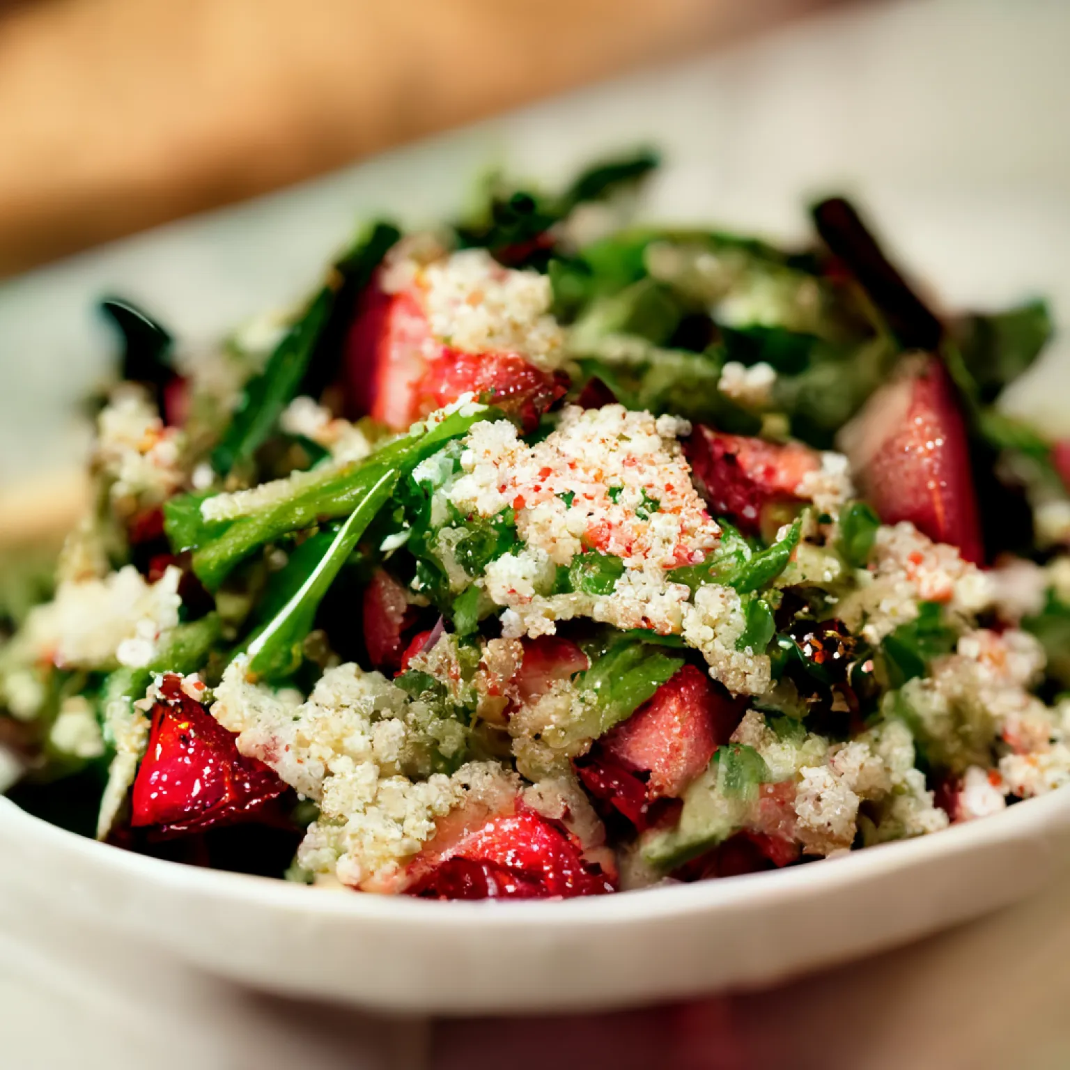 Salade de fraises, asperges et quinoa