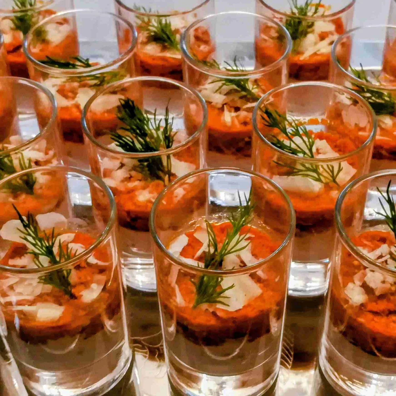 Verrine de jambon et tomates confites
