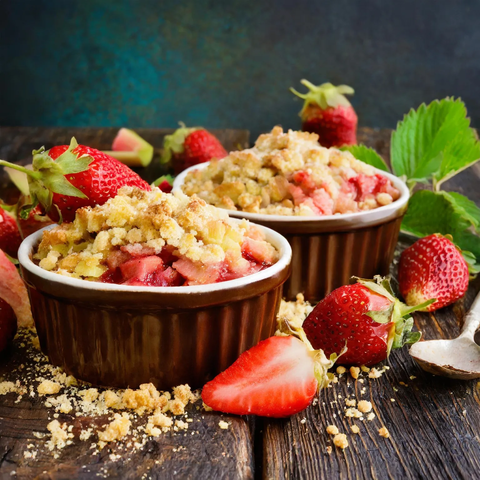 Crumble aux rhubarbes et aux fraises