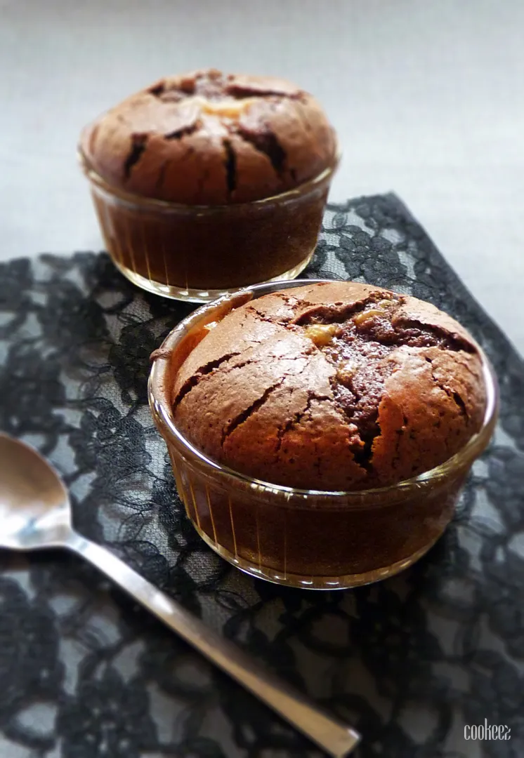 Fondant au chocolat cœur coulant caramel beurre salé