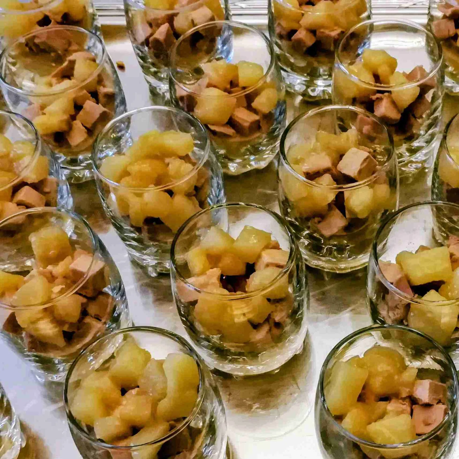 Verrines de foie gras aux poires