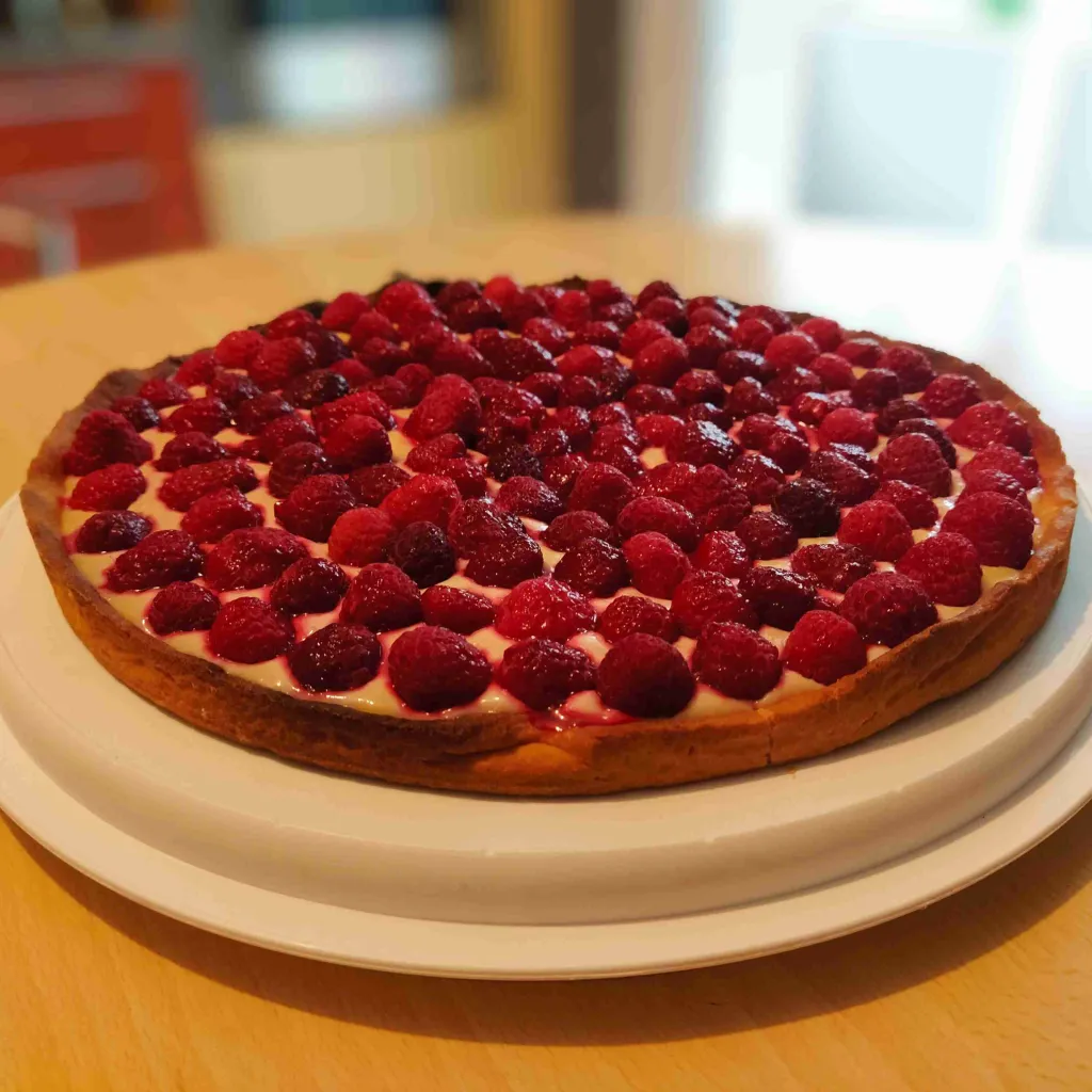 Tarte au chocolat blanc / framboises