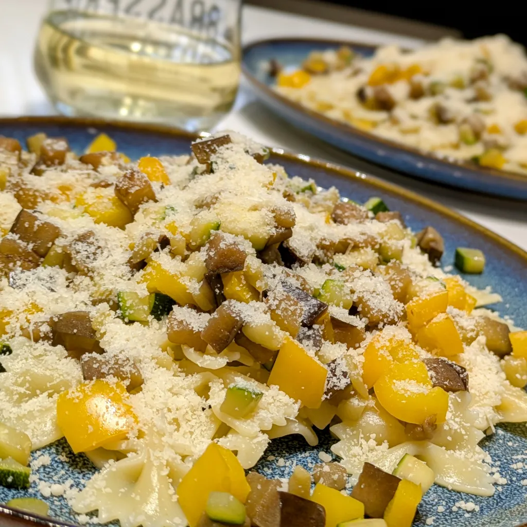 Pâtes aux légumes grillés et parmesan