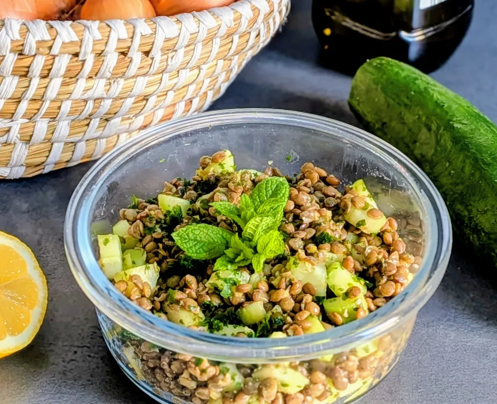 Salade fraîcheur de lentilles et concombres à la menthe